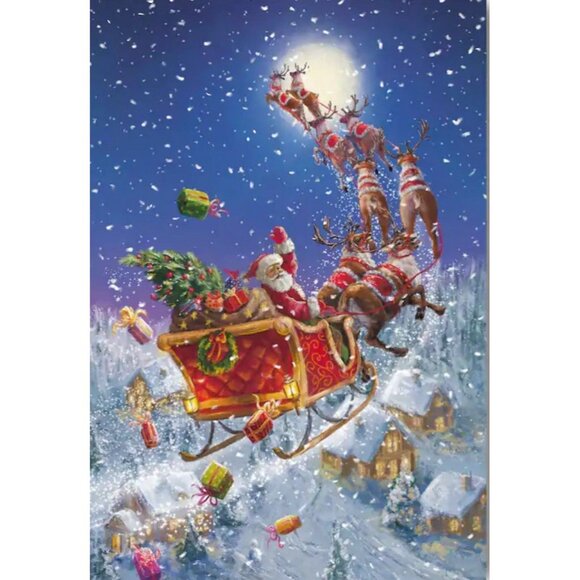 Santa Claus Reindeer Christmas Garden Flag Holiday Party Banner Winter Decor - Picture 5 of 5